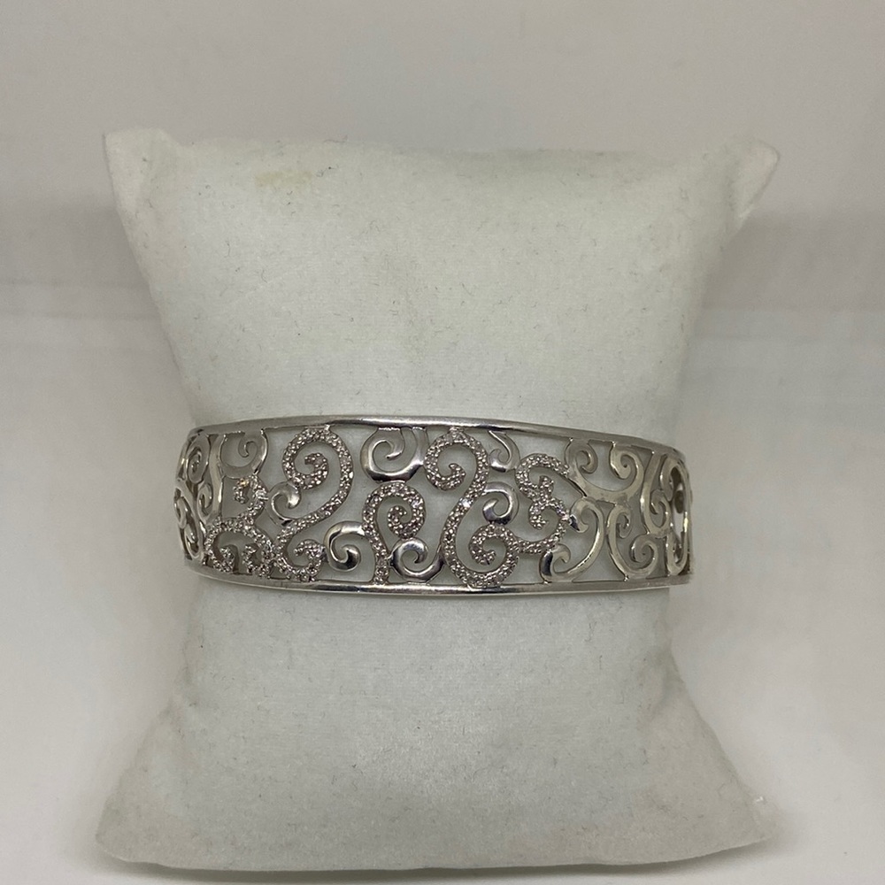 .925 silver wide bracelet with 49 of 50 (missing one tiny).